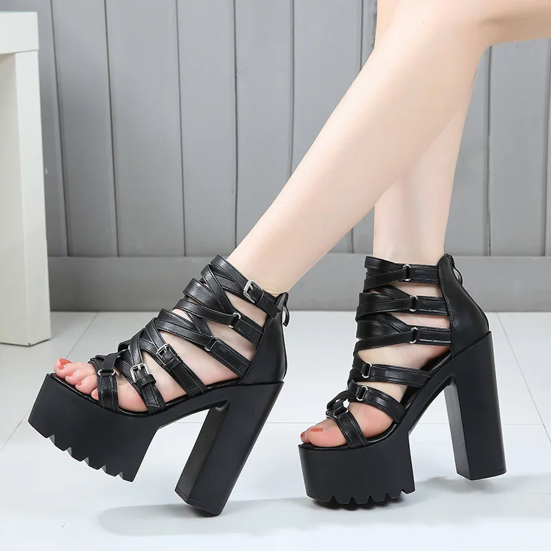 

LTARTA 2019 Summer women's Shoes 14cm Roman Catwalk thick-soled Nightclub Super high-heeled T Stage Show Sandals ZYW-651-21