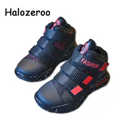 Halozeroo новые детские спортивные ботильоны Кроссовки Детские Теплые повседневные туфли для маленьких девочек из искусственной кожи