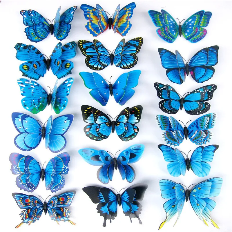 12pcs PVC 3d butterfly wall decoration three-dimensional cute stickers art decals home room | Дом и сад