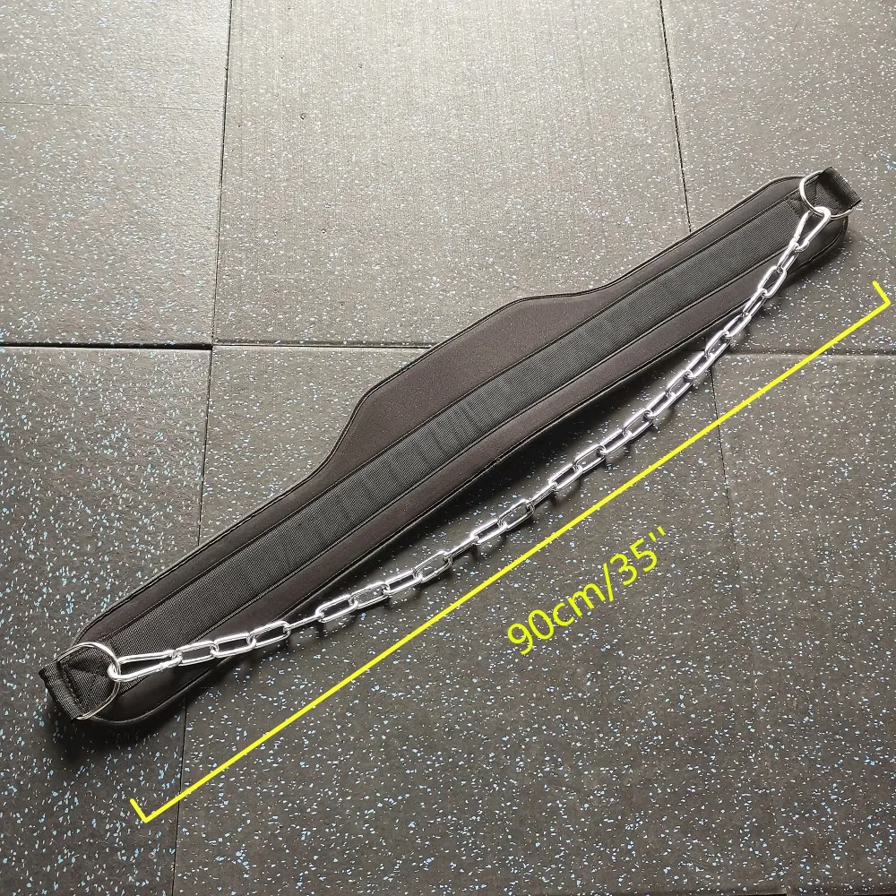  Thick Neoprene Weight Lifting Belt with Chain Dipping Belt for Pull Up Chin Up Kettlebell Barbell F