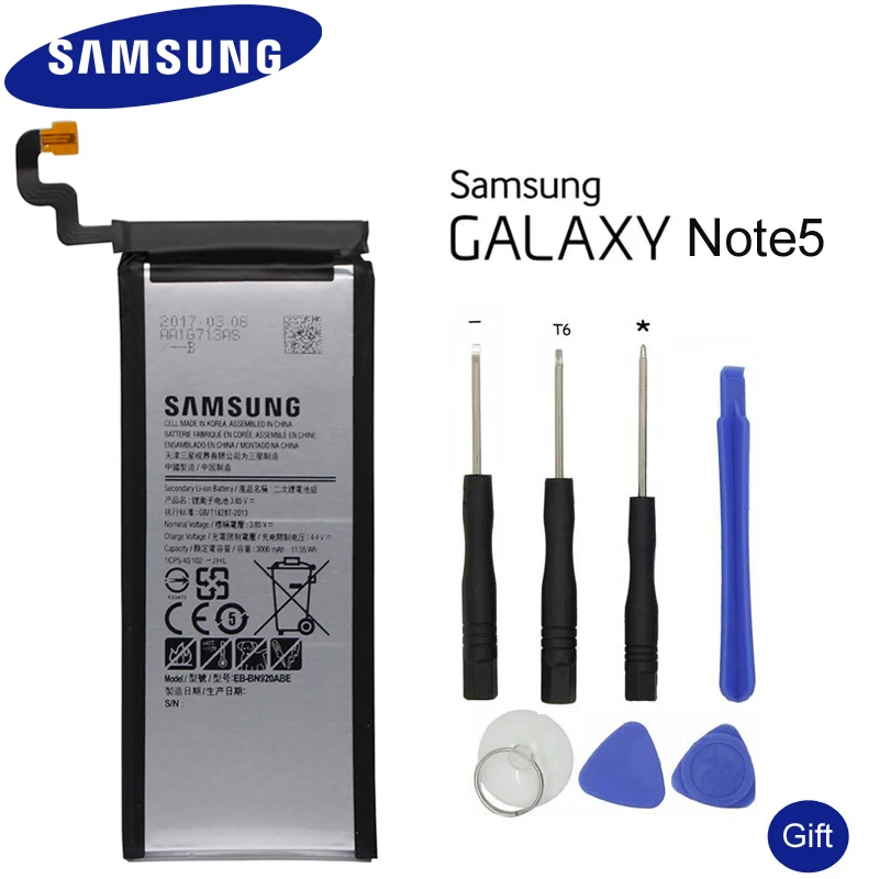 

SAMSUNG EB-BN920ABE For Samsung GALAXY Note 5 N9200 N920t N920c Note5 SM-N9208 N9208 3000mAh Spare Phone Battery
