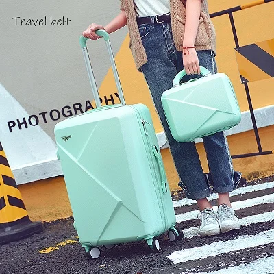 Легкий и компактный светильник на колёсиках, наборы для багажа, ABS, студенческие дорожные сумки 20-28 дюймов, чемодан с паролем - Цвет: green a set