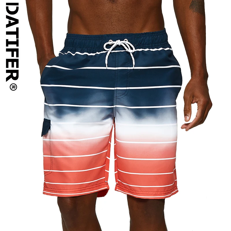 Datifer New Men's summer gradual change color beachwear high quality comfortable Board short homme swimming trunks