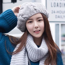 BomHCS толстые теплые шапки модные женские зимние вязаные шапки ручной работы(шарф не входит в комплект