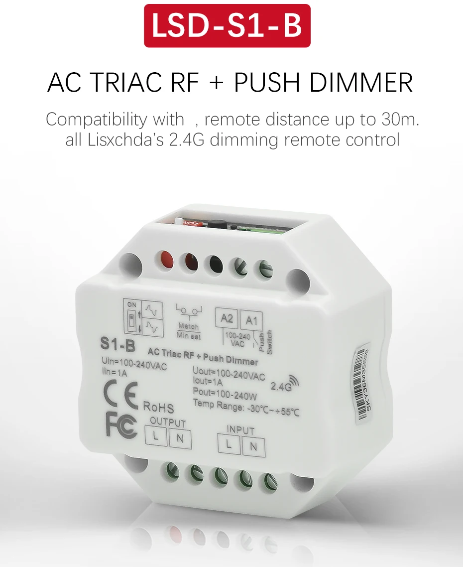 Диммер СВЕТОДИОДНЫЙ 220 в 230 В 110 В AC Triac беспроводной Wifi РЧ с регулируемой яркостью кнопочный переключатель с 2,4G дистанционный диммер для светодиодный лампы S1-B