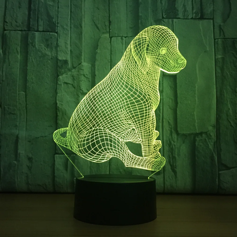 Прекрасный милый собака красочный 3D визуальный контакт настольная лампа светодиодный акриловый светильник креативный энергосберегающий свет домашний декор праздничный подарок