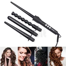 Kemei Makeup Hair Curler Set Clip 4 Parts Curler Hair Roller 4 in1 Removable Hair Curling Iron Conical Curling Wand Set HS64H47