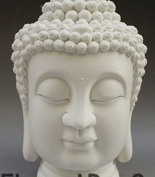 

12" Tibetan Buddhism Dehua Porcelain Shakyamuni Amitabha Buddha Head Statue