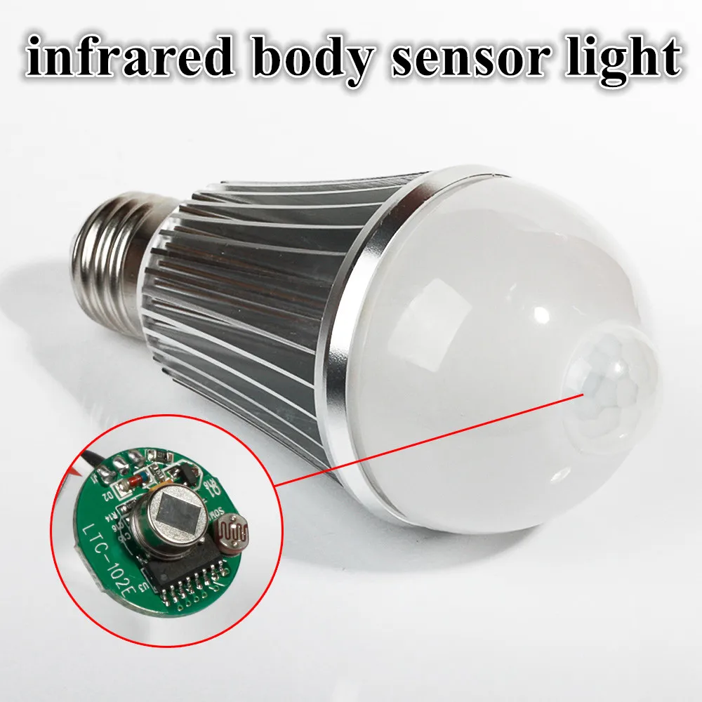 Modern LED 7W 9W E27 PIR Infrared infrared body sensor light SMD 5730