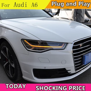 

doxa Car Styling for Audi A6 Headlights 2009-2012 2013-2018 A6 LED Headlight DRL Lens Double Beam bi-LED lens car headlight