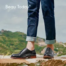 BeauToday/женские оксфорды из телячьей кожи; британский стиль; на шнуровке; с острым носком; женские черные броги на плоской подошве; ручная работа; 2109410