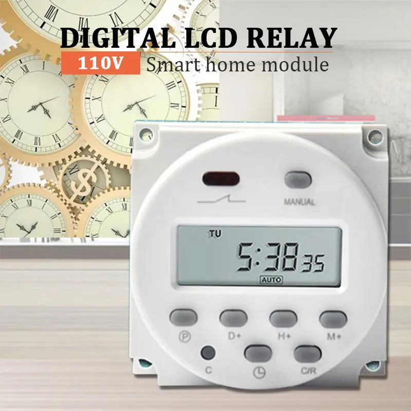 

Digital Outlet Switch LCD Display Programmable Daily/Weekly 110V Electric Timed Charging Turn On/Off Lights