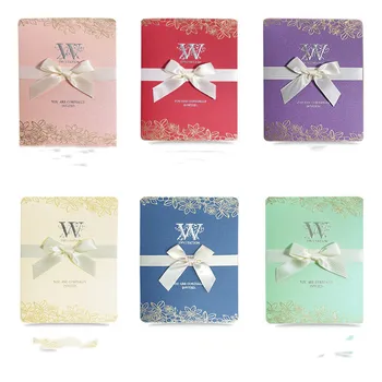 

10 piece Folding Wedding Invitation Card Postcard High-end Business Dealings With Bow Inside Page Information Card