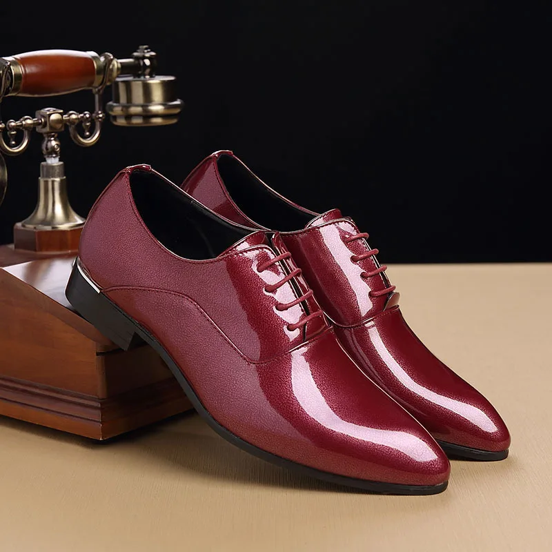 Dedo Oxford Homens Do Sapatos Vestem Masculino Luxo Couro Vinho Para Preto De Casamento Dos Apontou Sapato Shoes Se Moda vermelho Pé Northmarch pwq6d88