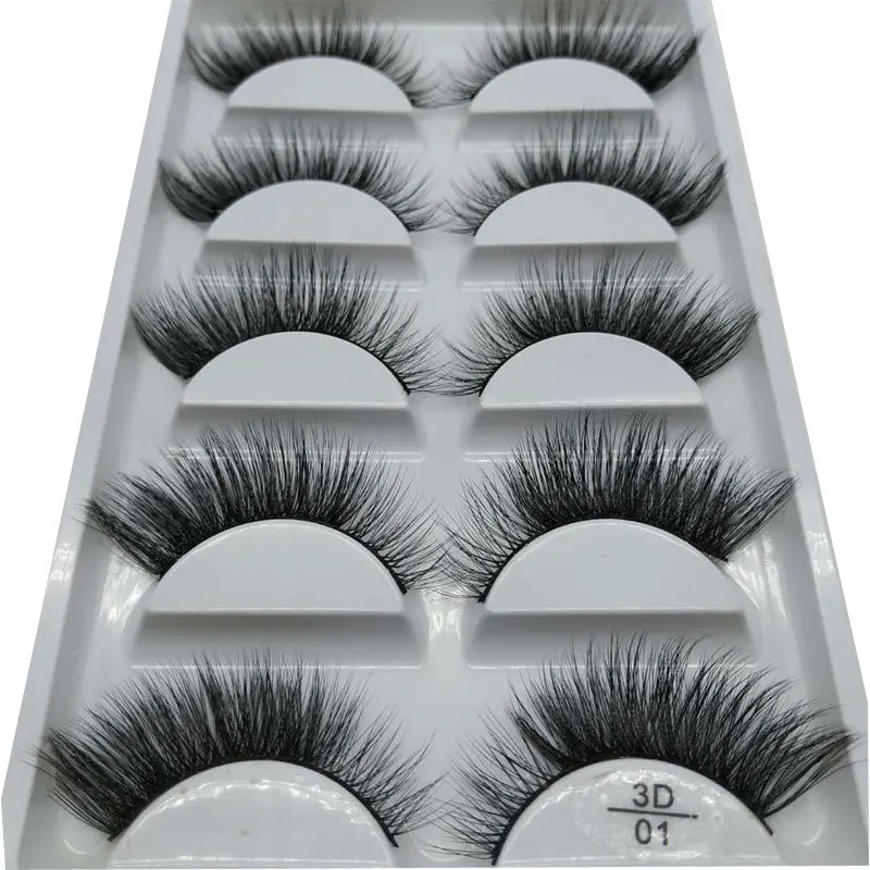 

2018 NEW 5 pairs mink eyelashes natural long 3d false lashes 1 box 3d mink lashes false eyelash full strip lash 1cm-1.5cm