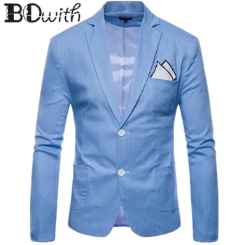

New Arrival Men Blazer Jacket Blue Casual Long Sleeve Notched Collar Men Coat for Party Groom Wedding