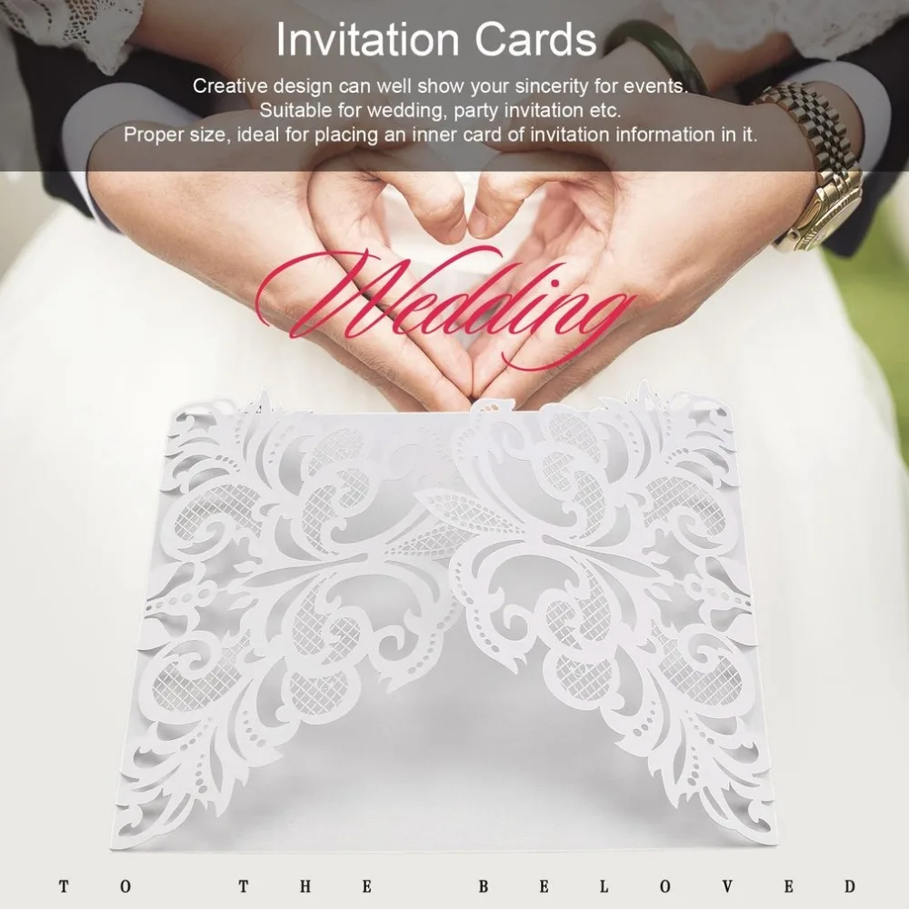 

10 Pcs Flower Shape Wedding Invitation Cards Hollow Out Envelopes Seals Invitation Covers Wedding Party Decoration