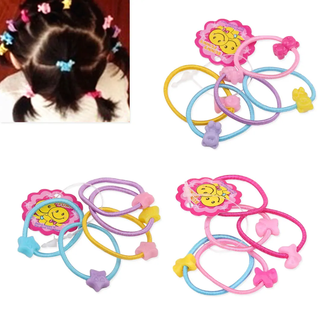 

50pcs/Lot Girls Hair Accessories Cute Love Star Candy Elastic Hair Bands Kids Ponytail Holder Rubber Bands