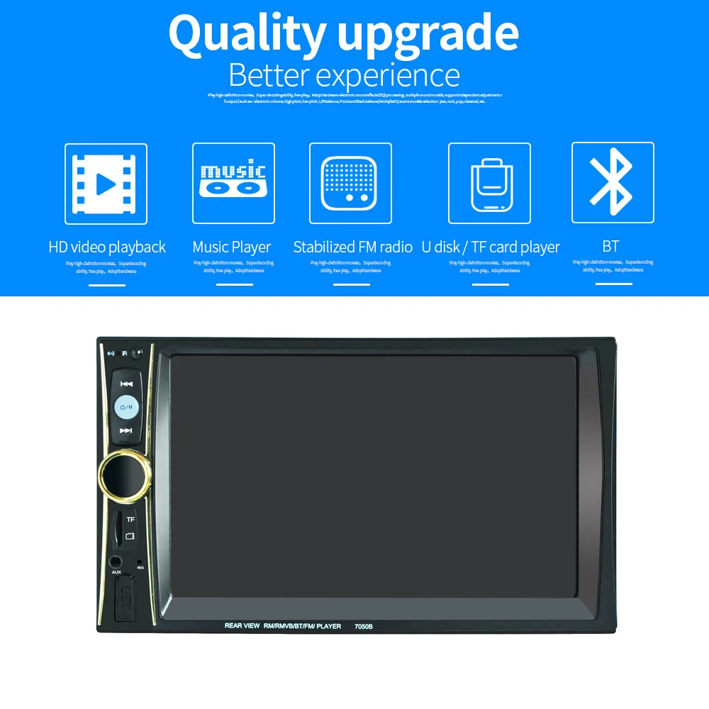 

car stereo 7050B 6.5'' 2 Din Car Radio Bluetooth Player Touch Screen MP5 Player FM Auto Radio with Remote Rear View Camera