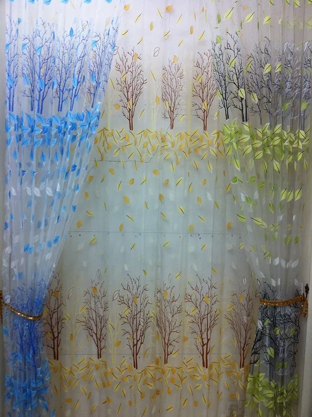 CS 96 Modern Sheer Curtain fabrics Floral Tulle Door Window Drape Panel Kids Kitchen sheet |