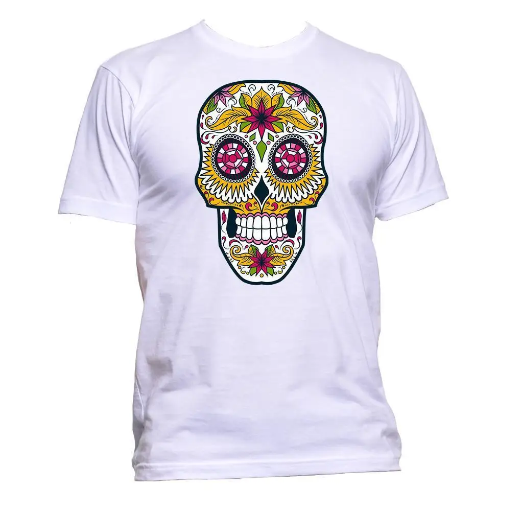 Sugar Skull Multi-Coloured T-Shirt Mens Womens Unisex Fashion Slogan Comedy Gift Short Sleeve Funny Design |