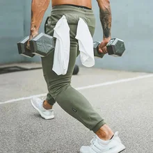 fitness pants for men running workout training with pockets sports trousers male