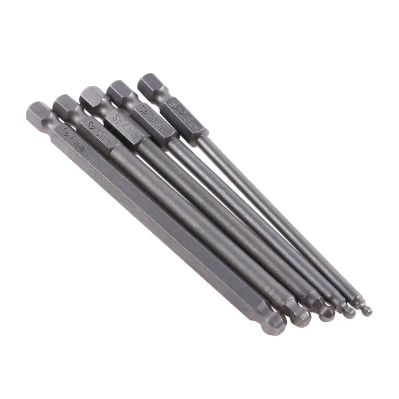 

5pcs 10cm Hex Screwdriver Bits Magnetic Steel Ball End Hexagon Head Hex Screwdriver Bits Drill Bits Set H2 H2.5 H3 H4 H5 H6 H8