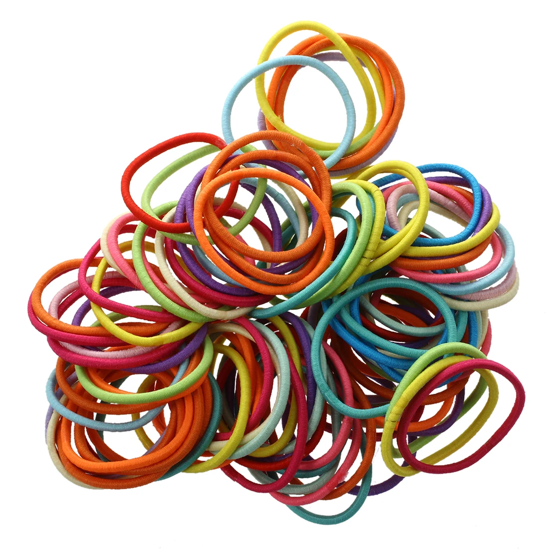 100pcs Mixed Colors Kids Tiny Hair Bands Elastic Ties Ponytail Holder