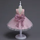 Save 1.27 on 2017 New Born baby girl glitter bow tutu dress sequined Belt infant baby birthday dresses V back formal costume for princess