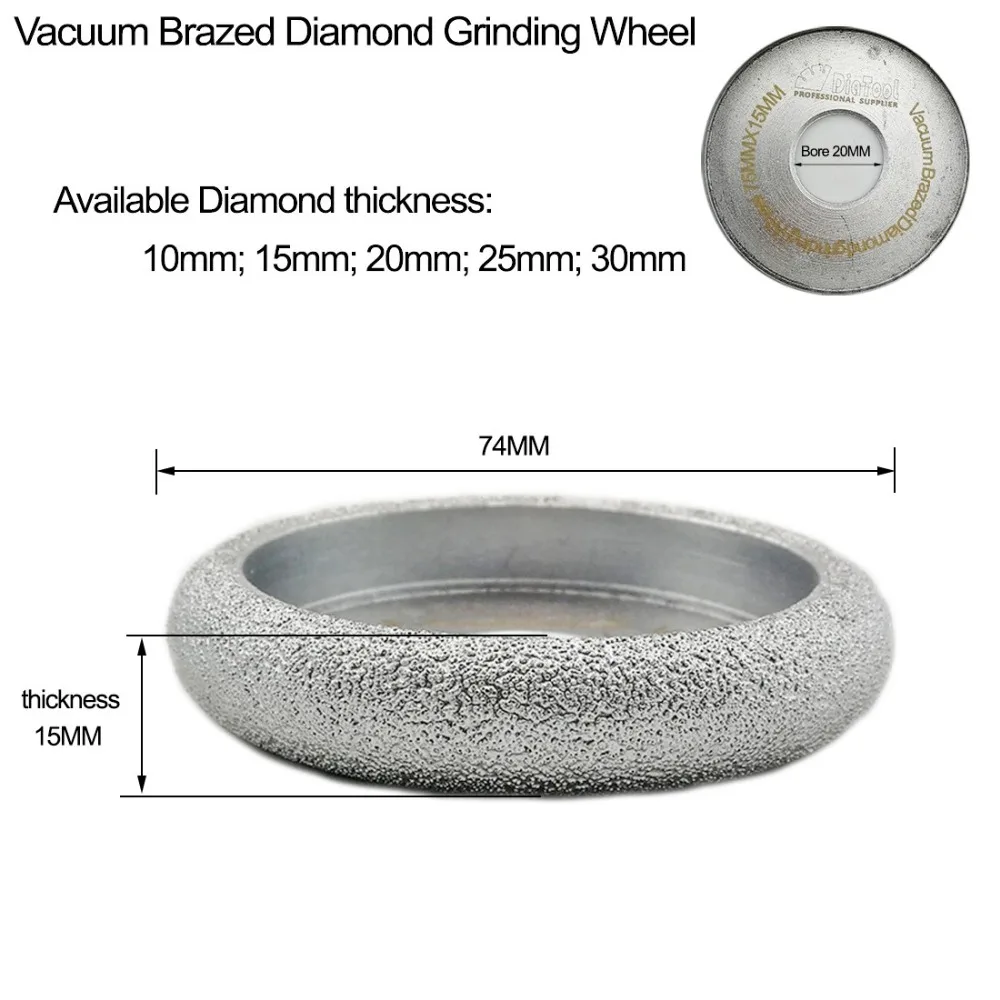 DIATOOL 3 шт Dia75mm вакуумная пайка алмазное Выпуклое колесо/колесо профиля для камень, искусственный камень, церемониальный стеклянный бетон