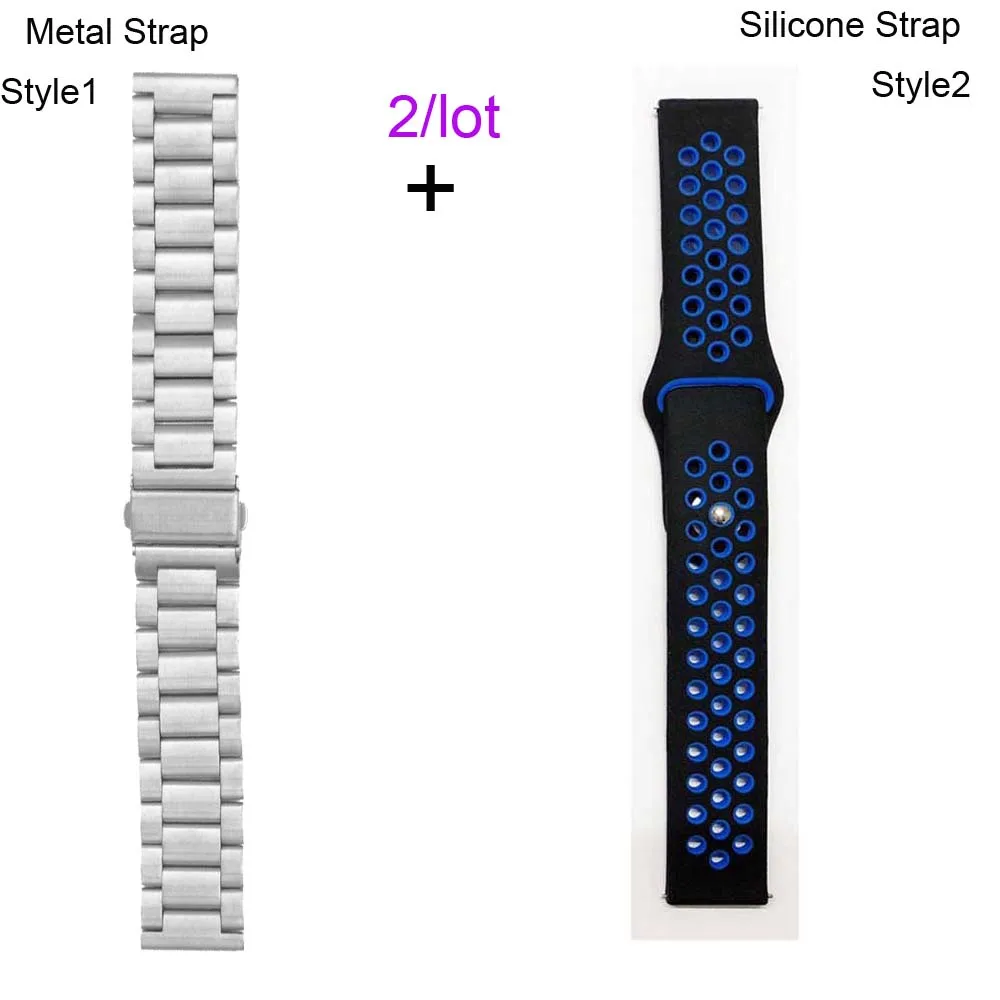 20 мм браслет из нержавеющей стали ремешок для Xiaomi Amazfit Bip ремешок для часов Amazfit GTS ремешок для часов Amazfit GTR 42 мм силиконовый браслет - Цвет: Silver-Black blue