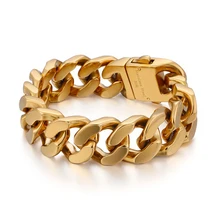 Высокое качество мужской браслет байкера ювелирные изделия 22 см из нержавеющей стали золото Тяжелая Толстая цепочка кубинские звенья цепи браслеты и браслеты 20 мм