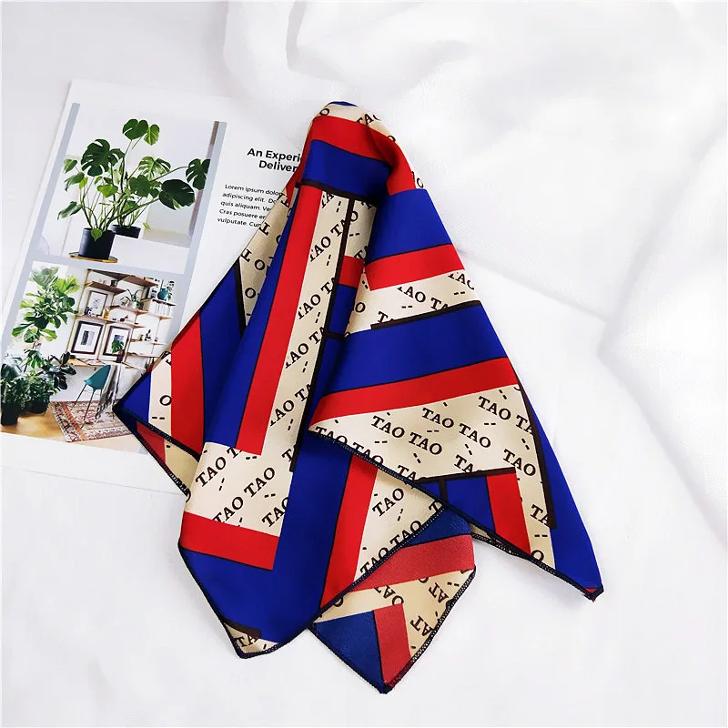 50X50CM Fashion Women Square Scarf All-match Wraps Elegant Floral Dot Spring Summer Head Neck Hair Tie Band Neckerchief - Color: 12