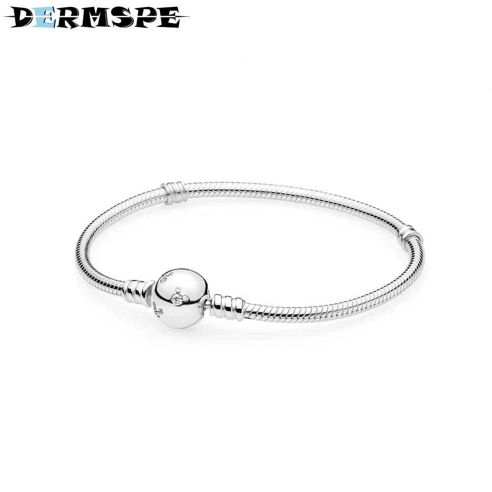 

DERMSPE 925 Sterling Silver Mi Bracelet Clear CZ Fit Charms Women Fashion Gift 590731CZ Merry Christmas Jewelry