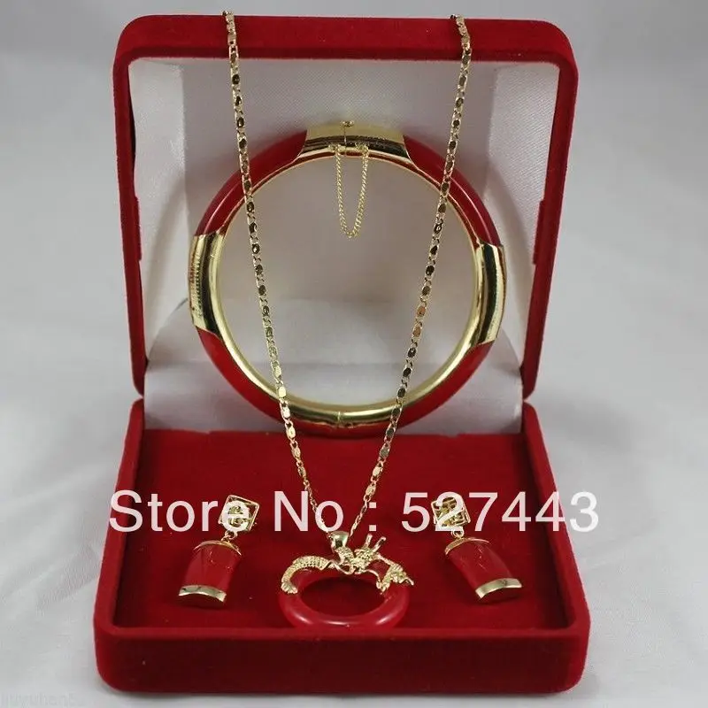 

FREE SHIPPING>>@> Wholesale Beautiful Jade Circle Dragon Pendant Necklace Earring Bracelet Set Natural jewelry