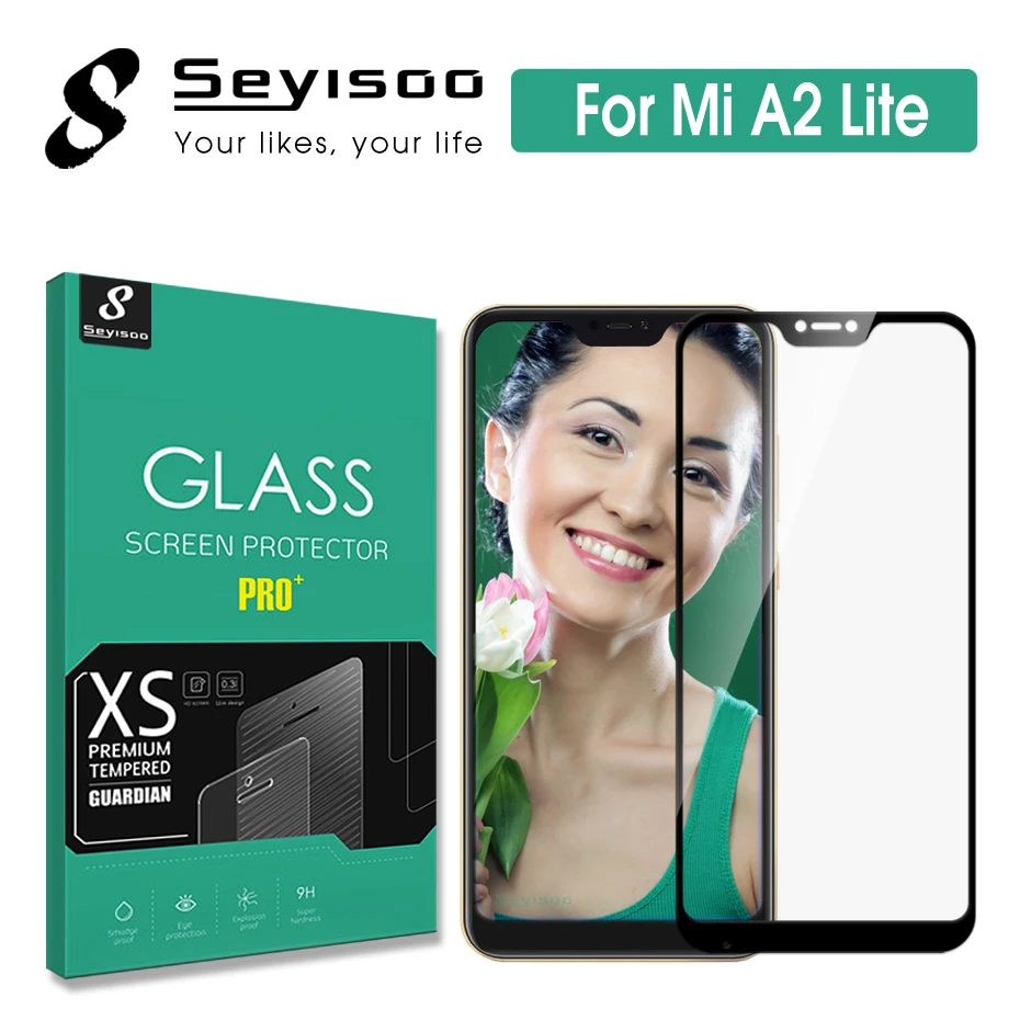 

100% Original Seyisoo Black Full Cover Screen Protector Tempered Glass For Xiaomi Mi A2 Lite Xiomi MiA2 Lite Protective Film