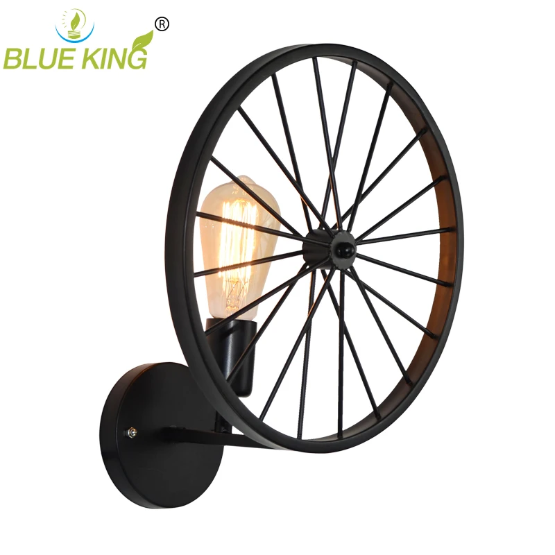 Industrail Vintage Iron Bicycle Wheel Wall Light Loft Wall Lighting