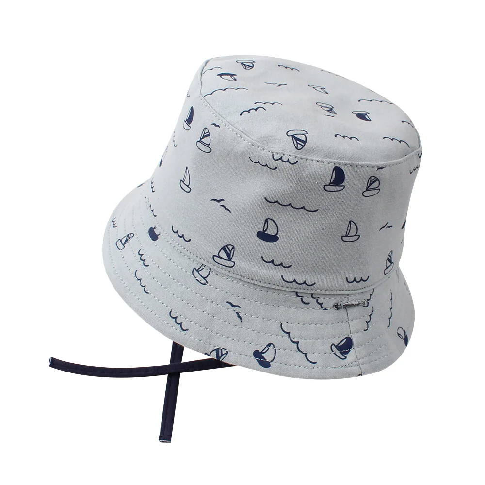 Fashion Smile Baby Bucket Hat 2 Side Use Cute Print Baby Hat For Girls Lace Up Wide Brim Boys Cap Autumn Baby Boys Clothing   (9)