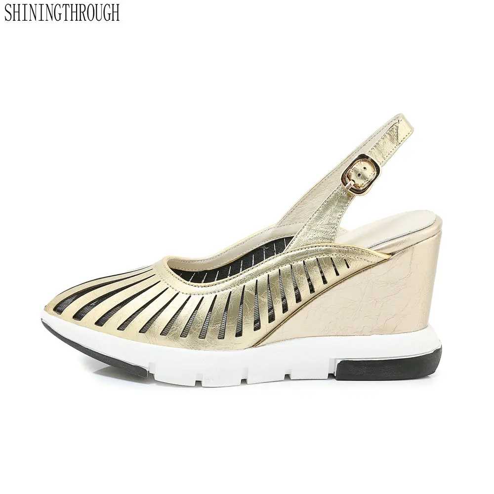

women High Heels sandals Woman Genuine Leather poined Toe summer shoes woman cut-outs platform summer shoes