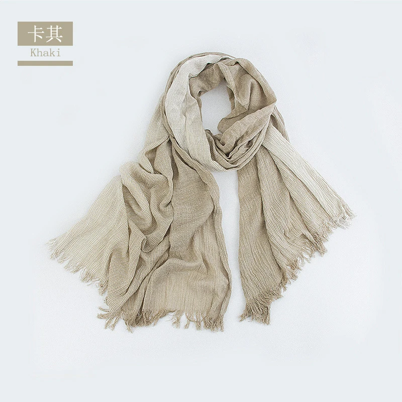 mens blanket scarf Unisex Men Women Ombre Shawl Spring Summer Cotton Blend Gradient Scarves Hijab Casual Male Scarves Crinkle Global Scarf YG367 mens linen scarf