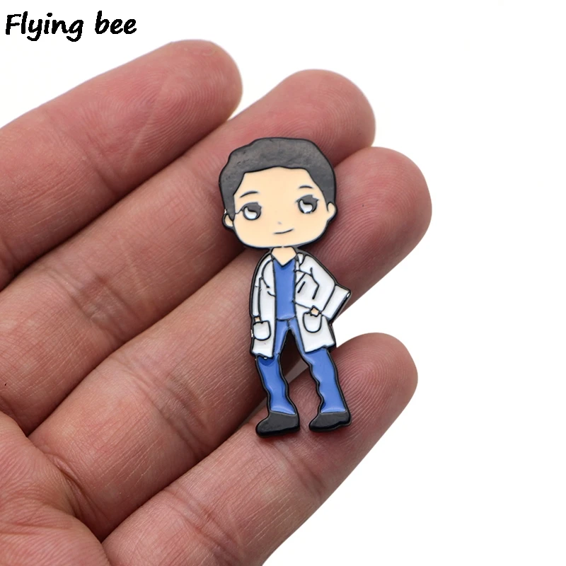 Flyingbee серый Анатомия брошь мультфильм эмаль шпильки для значок для рюкзака шапка личность булавки врачей подарки Шарм ювелирные изделия X0160