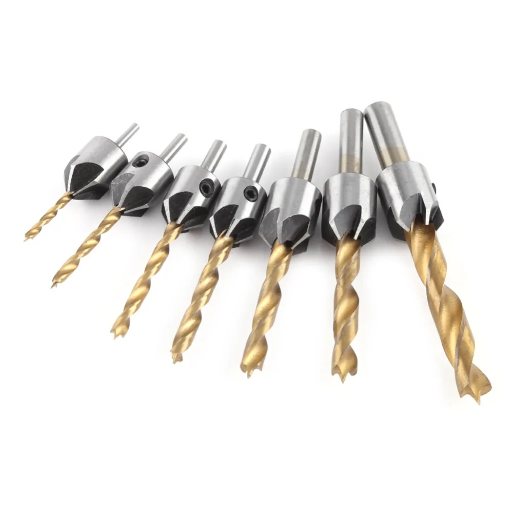 

5 Flute Countersink Drills Bit HSS Drills Bit Reamer Mortising Chisel Set For Woodworking Chamfer Cutter Tool 3 4 5 6 7 8 10 mm