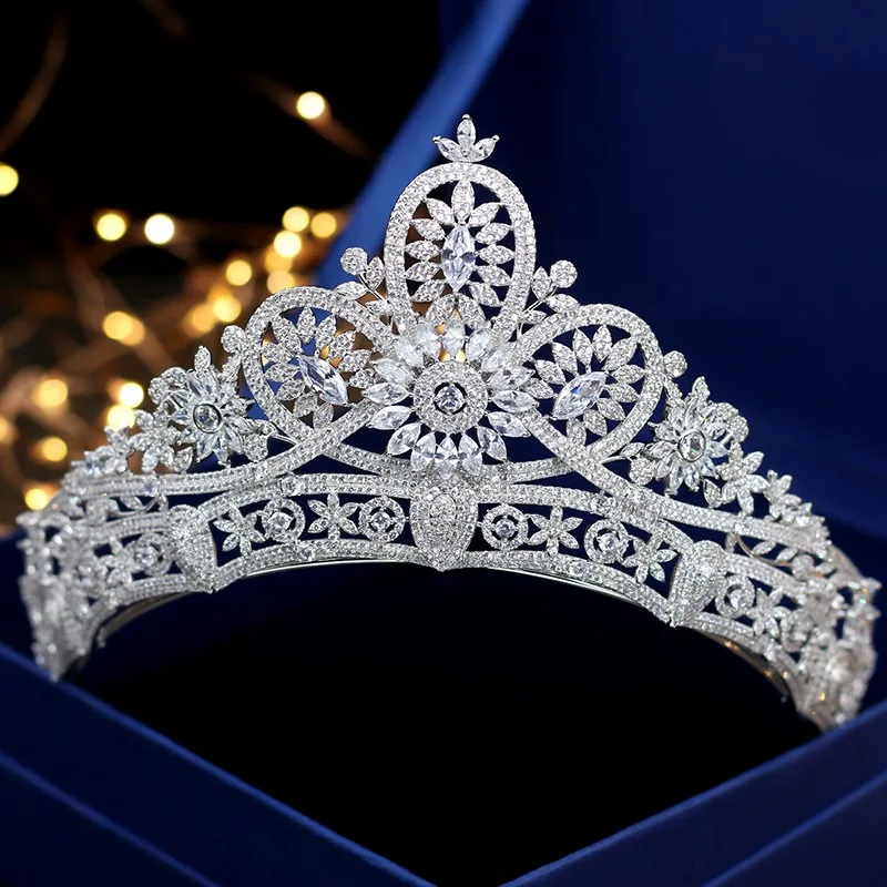 

Jonnafe Luxury Full Zirconia Tiara Crown For Wedding Prom Bridal Hair Accessories Headpiece Women Tiaras and Crowns