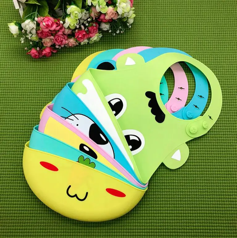 Cartoon Kids Silicone Baby Bibs Children's Adjustable Waterproof Bib Baby Feeding Stuff Burp Cloth Boy Girl Bibs Apron Baberos
