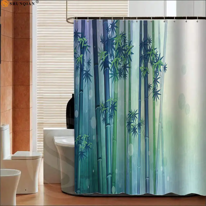Лучшие Bamboos занавески для душа Спа Декор плесени устойчивые ванная комната дзен сад тема Декор вид для ванной занавески большие 180X200 см - Цвет: 1