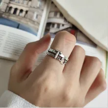 Nuevo anillo vintage para mujer letra T tallada plata estilo geométrico industrial punk hecho a mano minimalismo anillos abiertos para damas