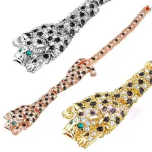 Mytys Caliente Leopardo Animal de Cristal Brazalete de Eslabones de Oro Plateó la joyería para las mujeres B308 313 501