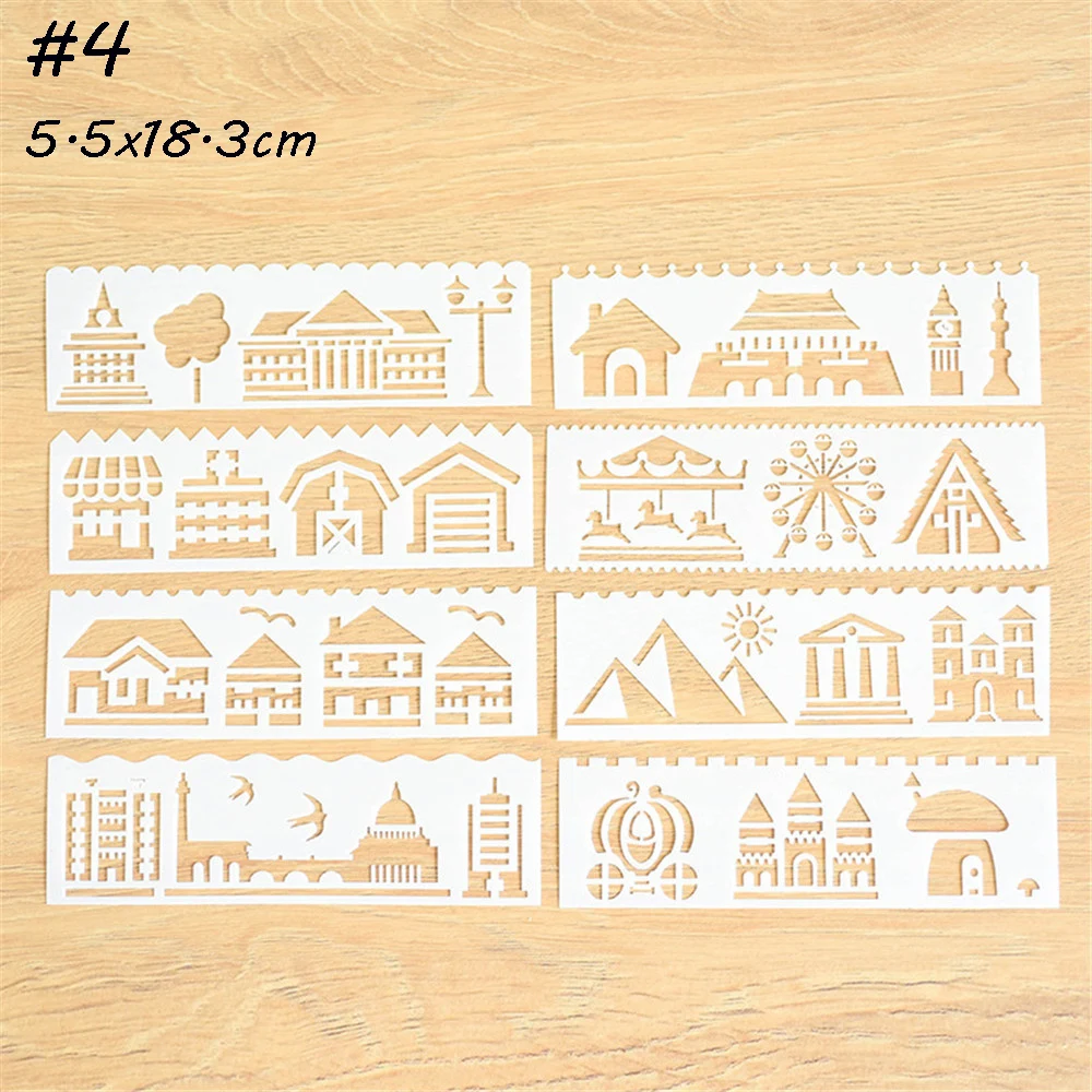 

8pcs/set House Theme Layering Stencils For Walls Painting Scrapbooking Stamp Album Decor Embossing Paper Card Template