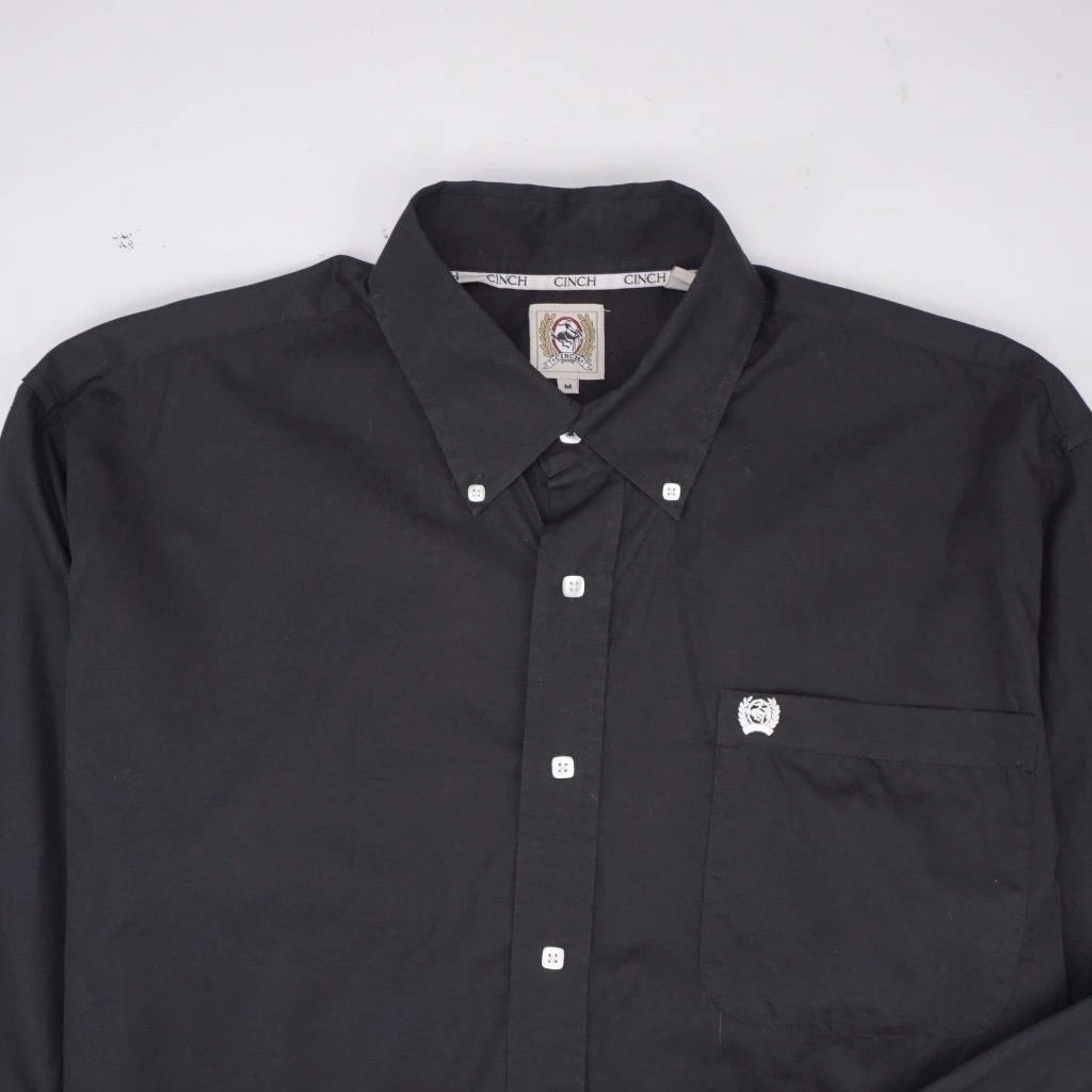 CINCH Button Front Casual Shirt Long Sleeve Black Mens MEDIUM (1)