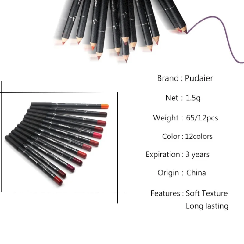 12 цветов/набор сексуальные матовые губные палочки Lipliner карандаш для губ Matt Lipsliner набор ручек Красота Макияж инструмент косметический